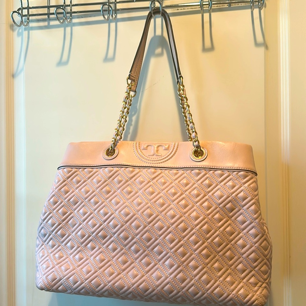 Tory Burch Fleming Pink Quilted Leather Tote
